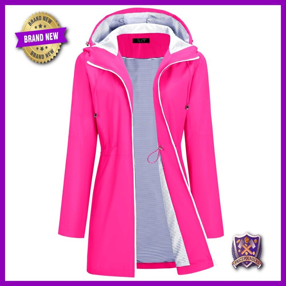 Lined Waterproof Trench Coat Windbreaker Hooded Raincoat Women's Chic Outerwear